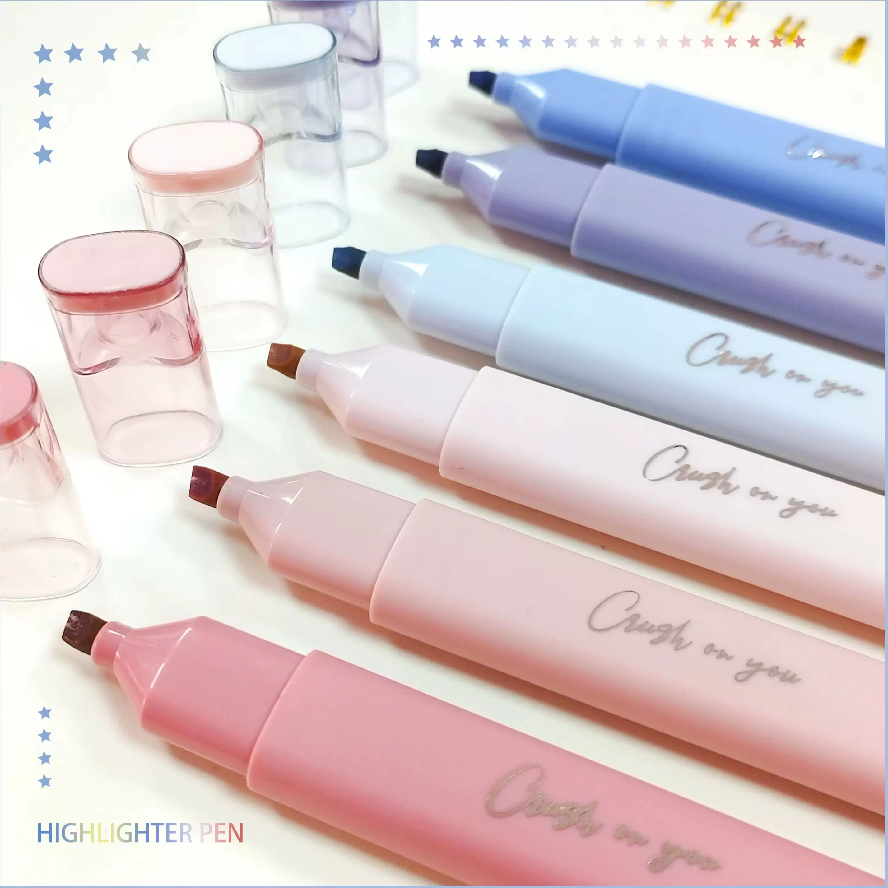 Aesthetic Morandi Pastel Highlighter Set ( 6pcs )
