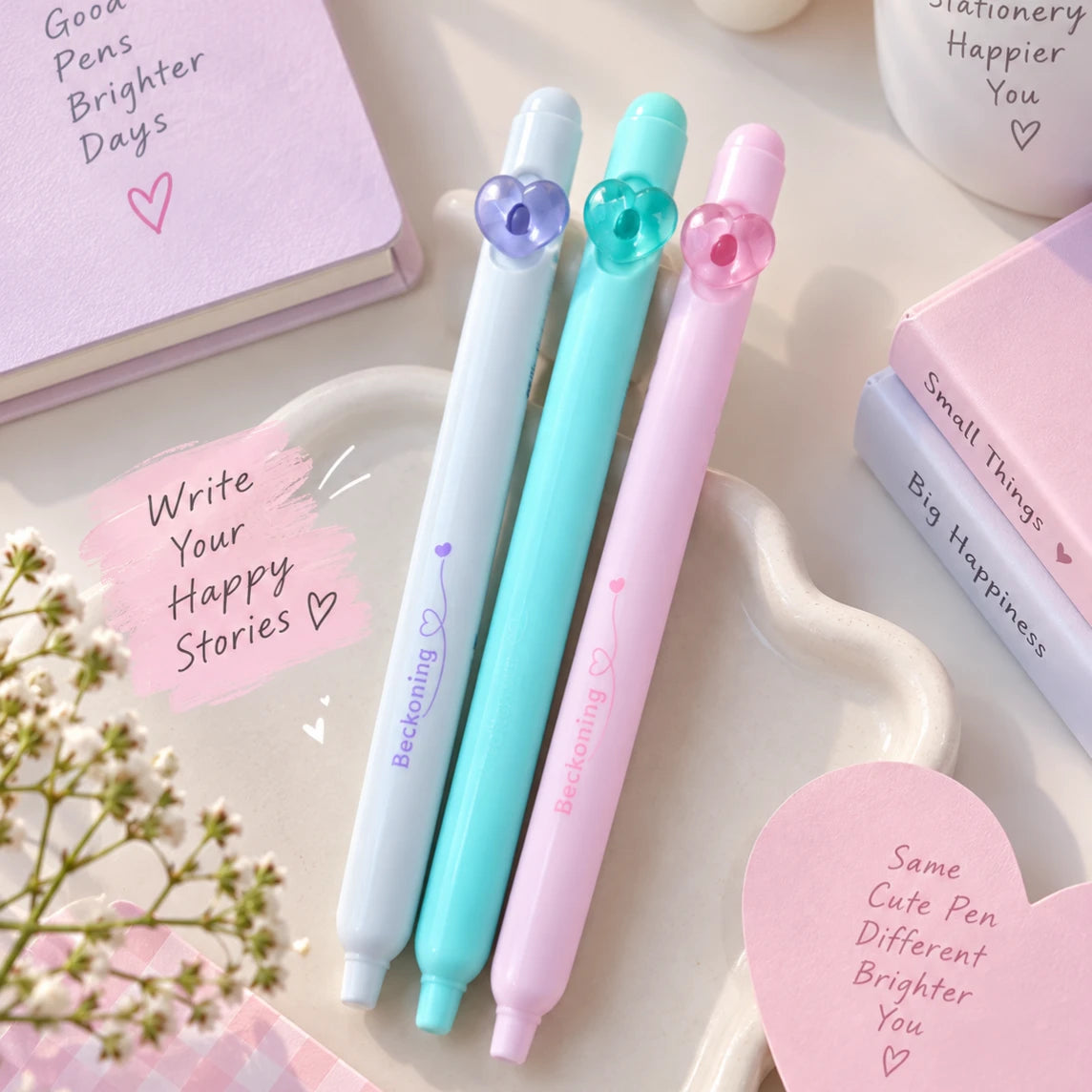 Heart Charm Gel Pen ( 3pcs )