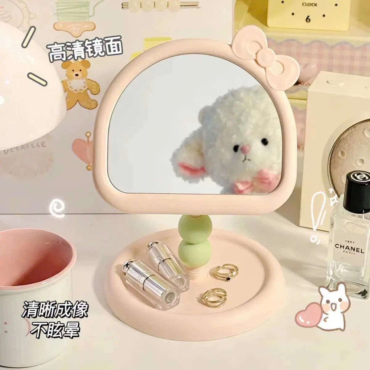 Pinteresty Coquette Bow Stand Tabletop Makeup Mirrors ( 1pc )