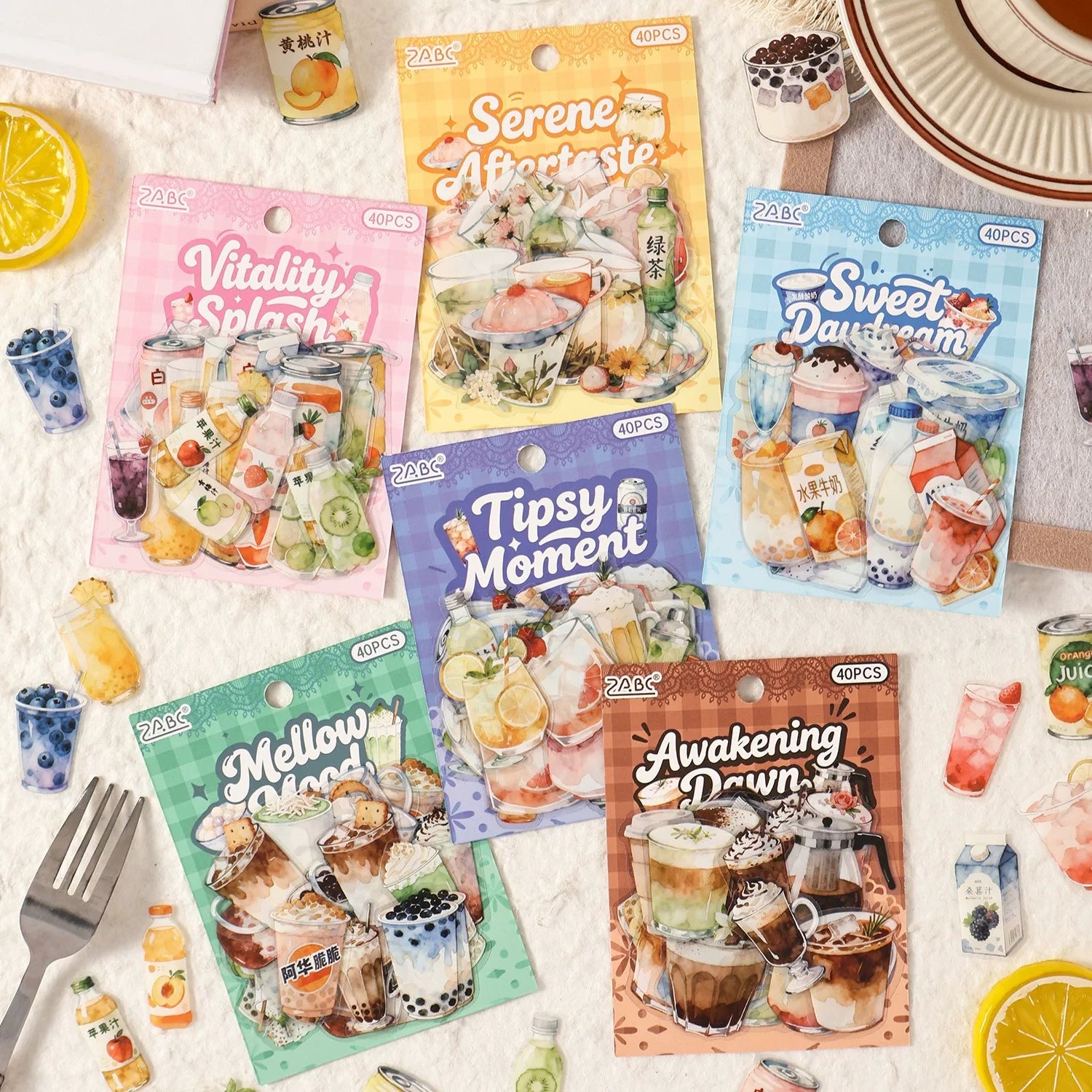 Beverage Series Themed DIY Journaling & Decoration Stickers ( 40pcs )