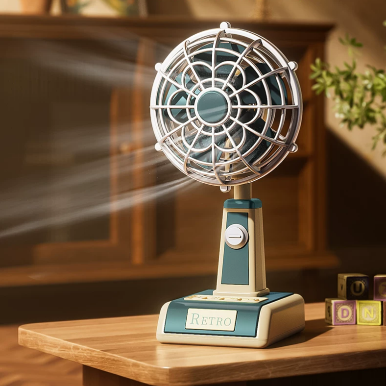 Retro Table Three Speed Fan Rechargeable ( 1pc )