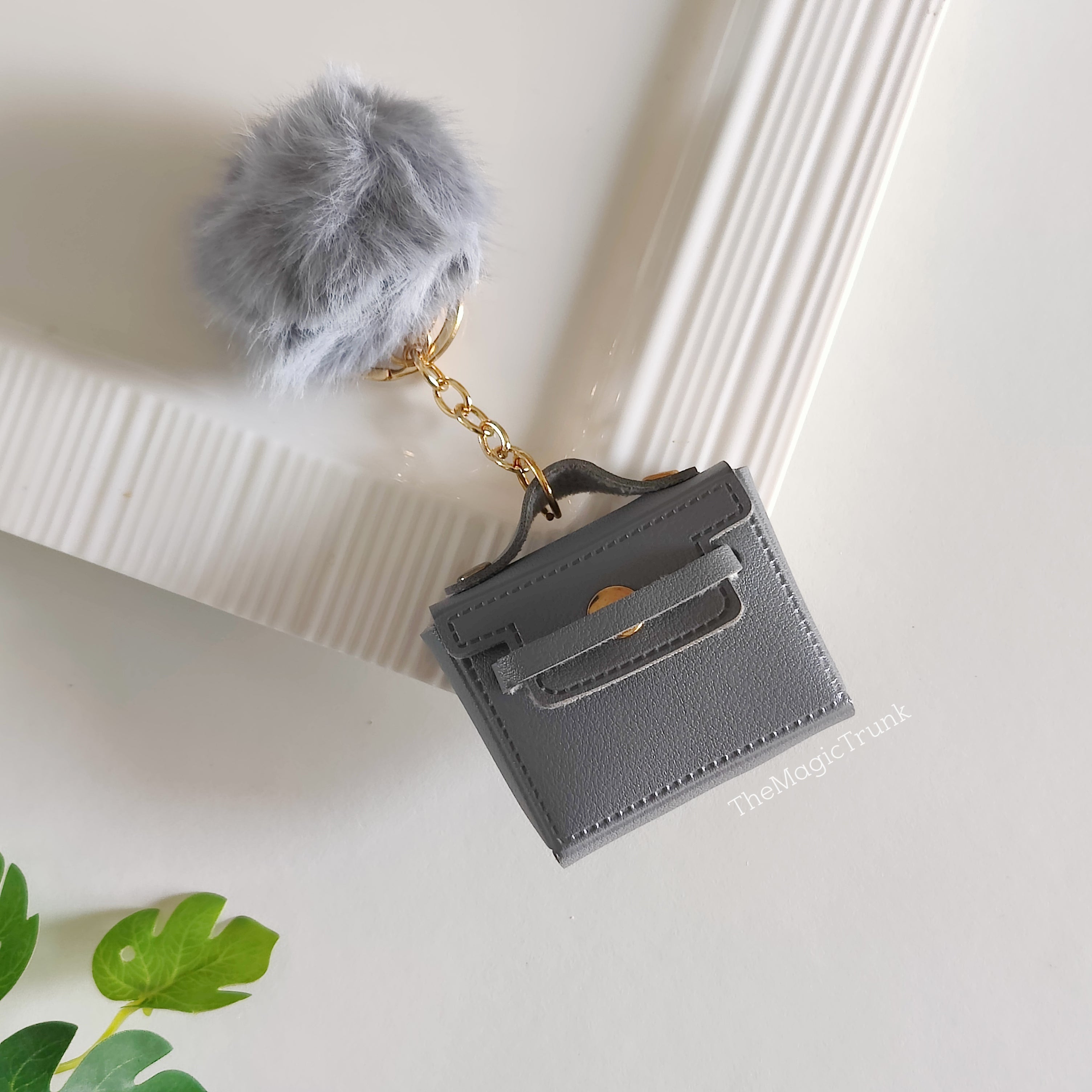 Mini Coin Purse Pouch With Pompom Keychain ( 1pc )