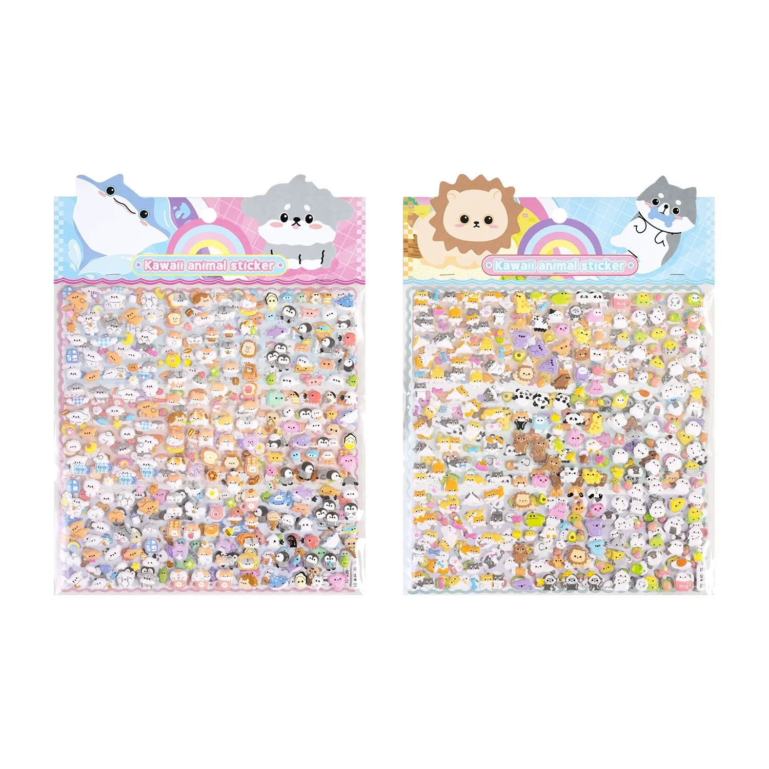 3D Kawaii Animal Puffy Foam Sticker Sheets ( 2 Sheets )