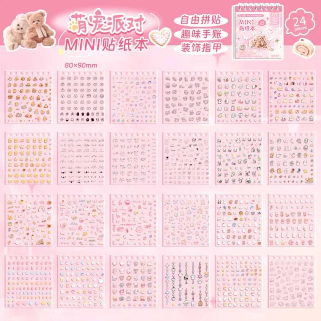 Kawaii Mini Decorative Sticker Book for Journaling & Nails ( 3pcs )