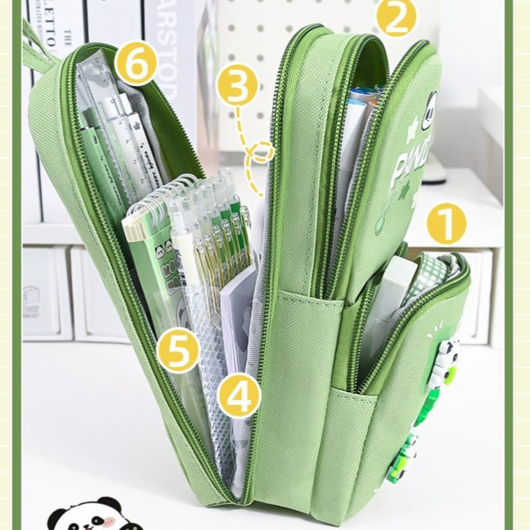 Panda Confetti Charm Double Layer Multipurpose Pencil Stationery Pouch ( 1pc )