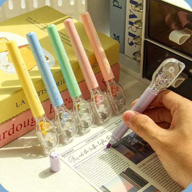 Aesthetic 2 in 1 Correction Tape & Highlighter ( 1pc )