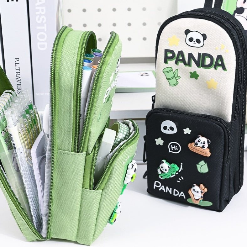 Panda Confetti Charm Double Layer Multipurpose Pencil Stationery Pouch ( 1pc )