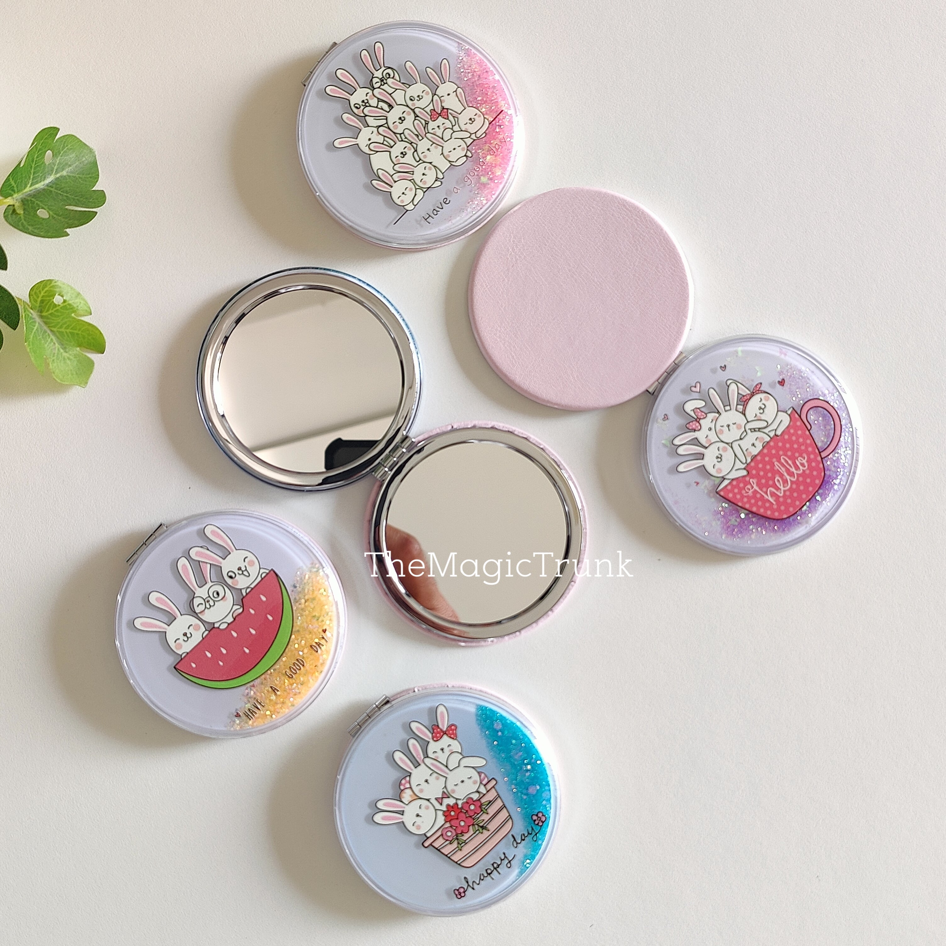 Bunny Rabbit Glitter Cosmetic Pocket Mirror ( 1pc )