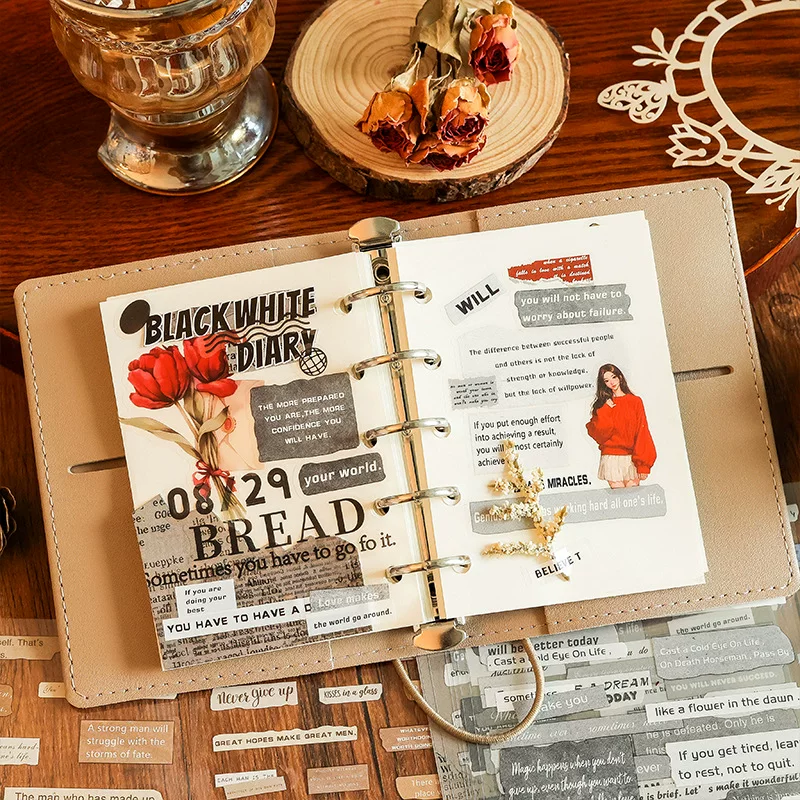 Retro Old Time English Quoted Series Journaling Scrapbooking Sticker Sheets ( 6sheets )