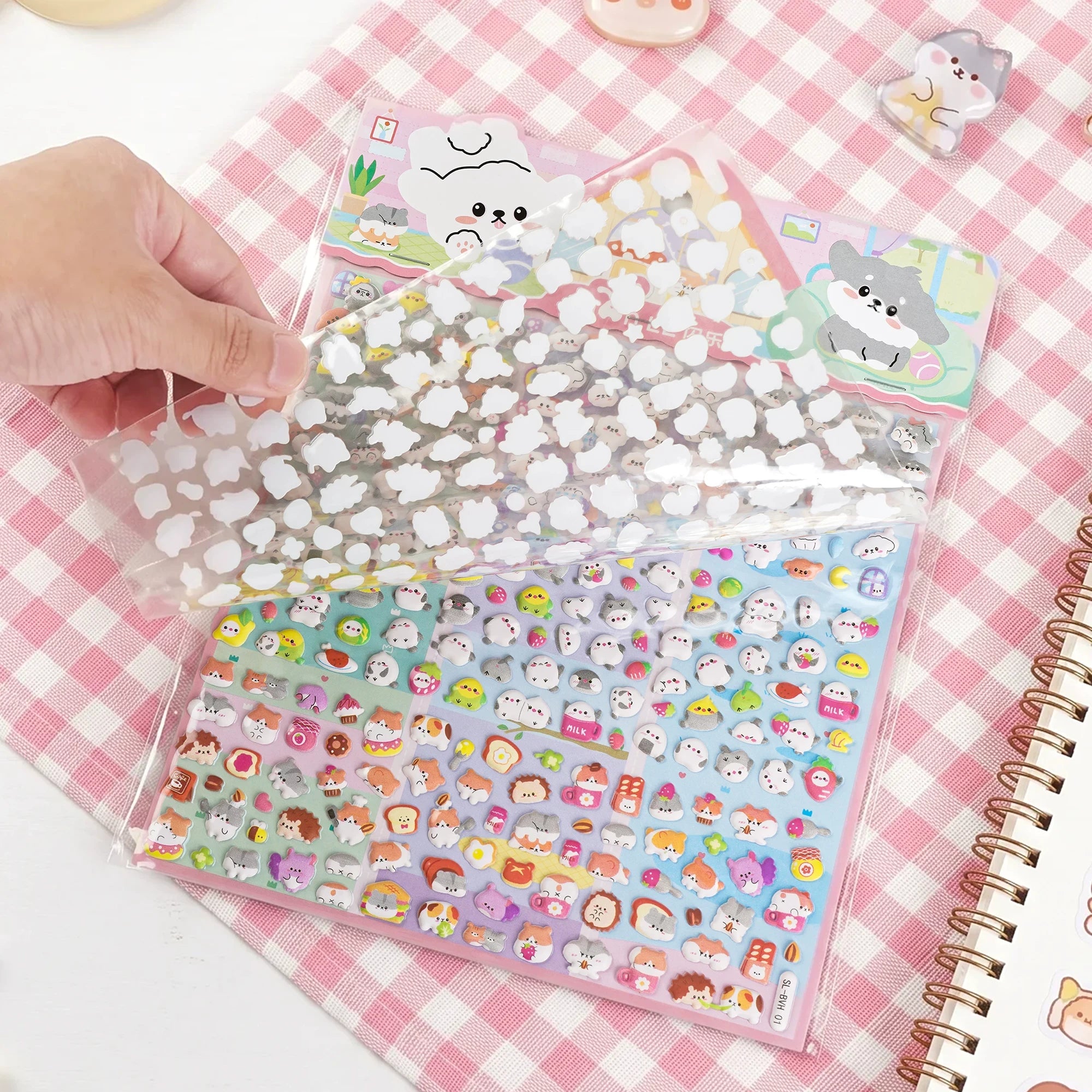 3D Kawaii Animal Puffy Foam Sticker Sheets ( 2 Sheets )
