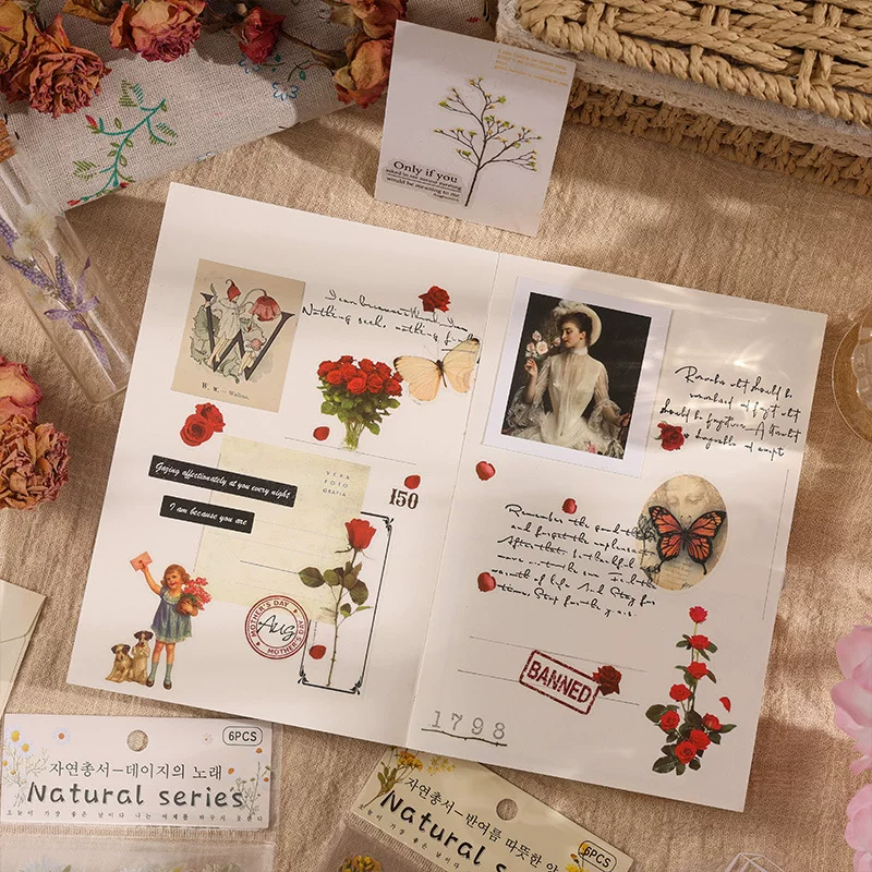 Natural Series Journaling Sticker Sheets ( 6 Sheets )
