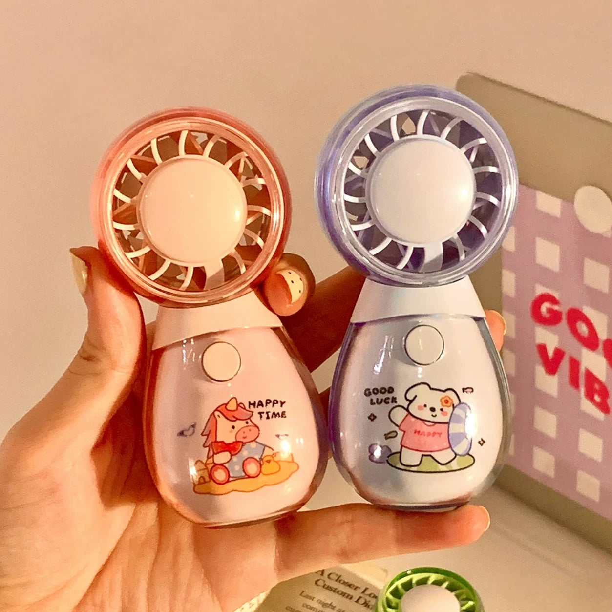 Cute Handheld Three Speed Fan Rechargeable ( 1pc )