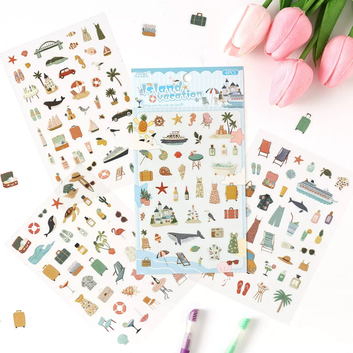 Little Joys of Life Series PET Journaling Scrapbooking Stickers Sheets ( 4 sheets )