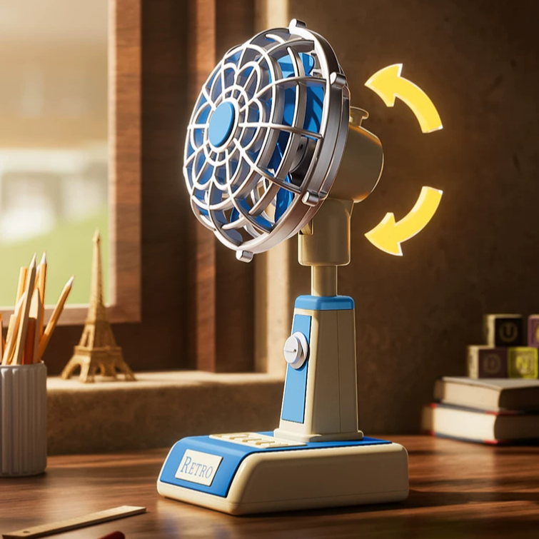 Retro Table Three Speed Fan Rechargeable ( 1pc )