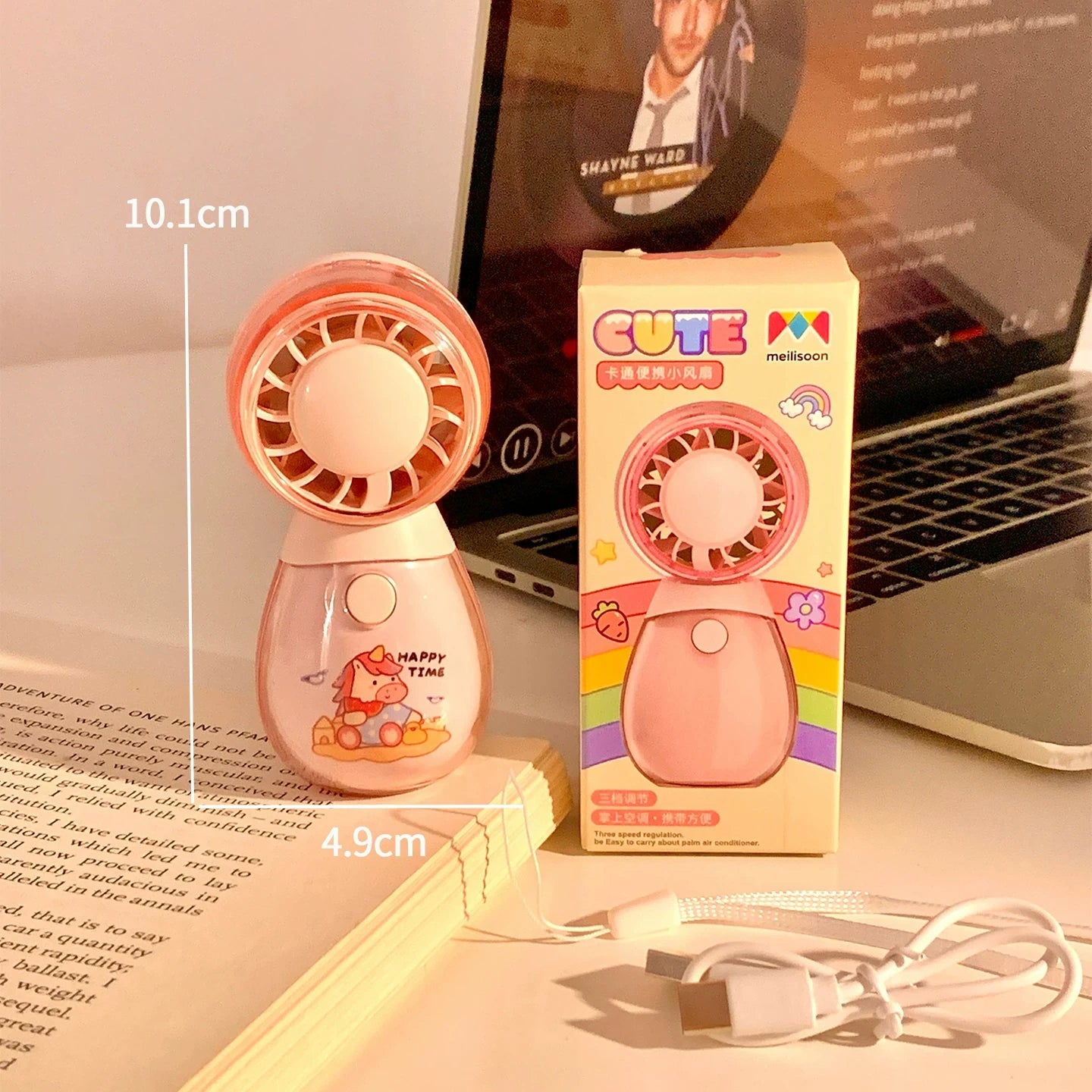 Cute Handheld Three Speed Fan Rechargeable ( 1pc )