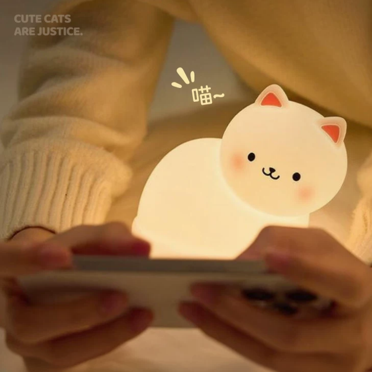 White Kitty Cat Silicone Night Light Lamp ( 1pc )