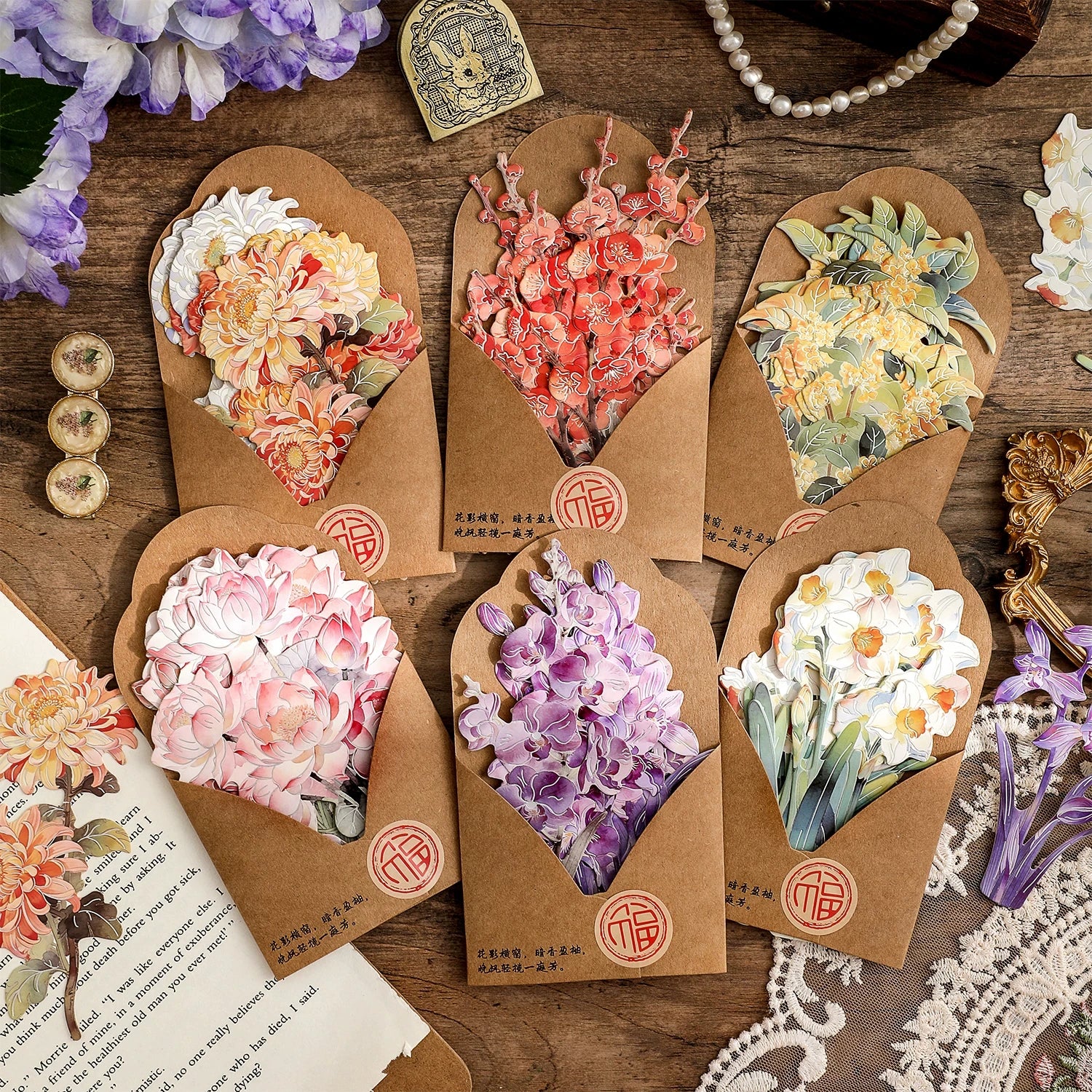 Elegant Floral Series Journaling Scrapbooking Cutouts ( 8pcs )