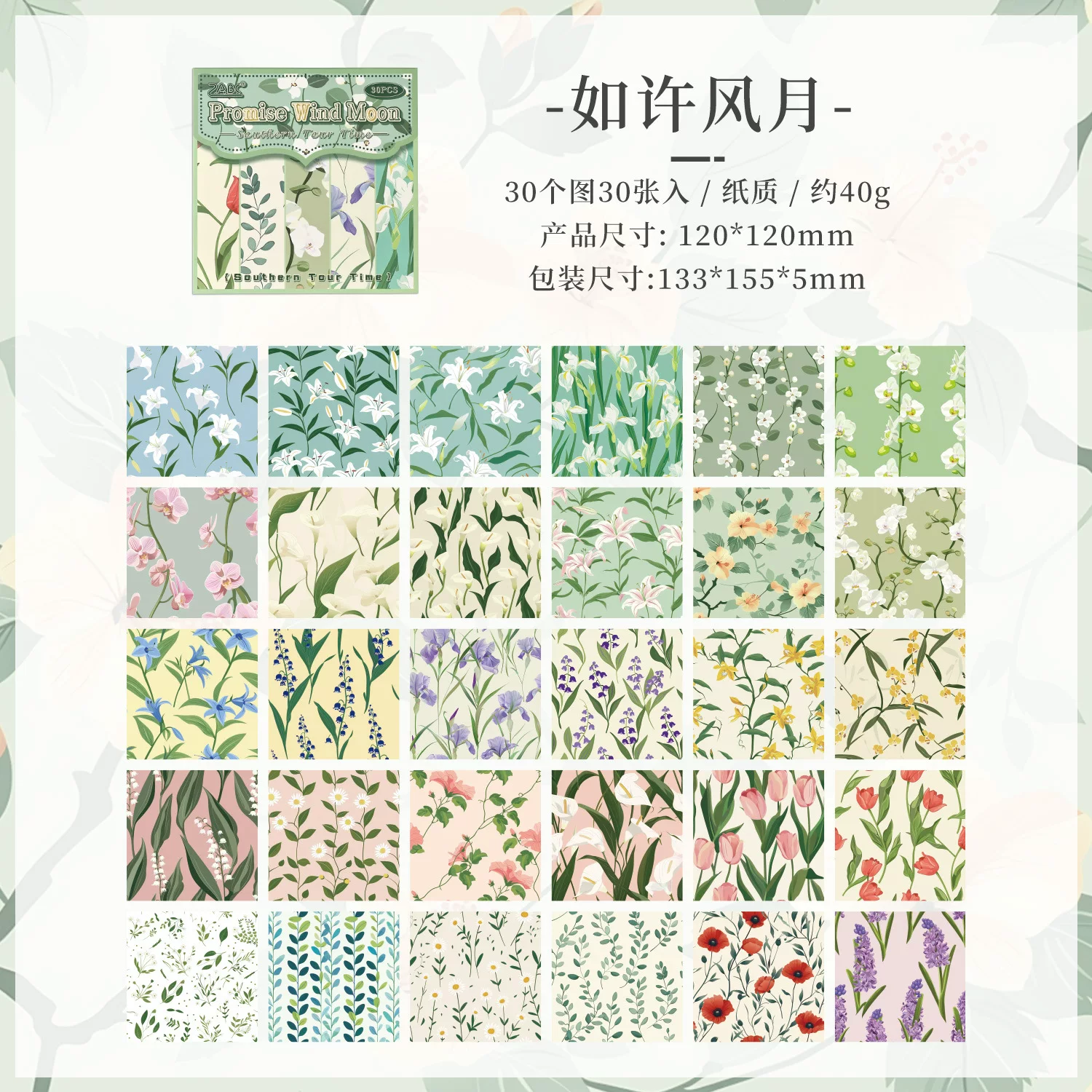 Southern Tour Journaling Scrapbooking Texture Paper Set ( 30 sheets )