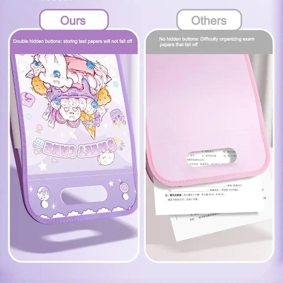 Cake Kawaii File Folder with Button Lock and Handle 12 Layers ( 1pc )