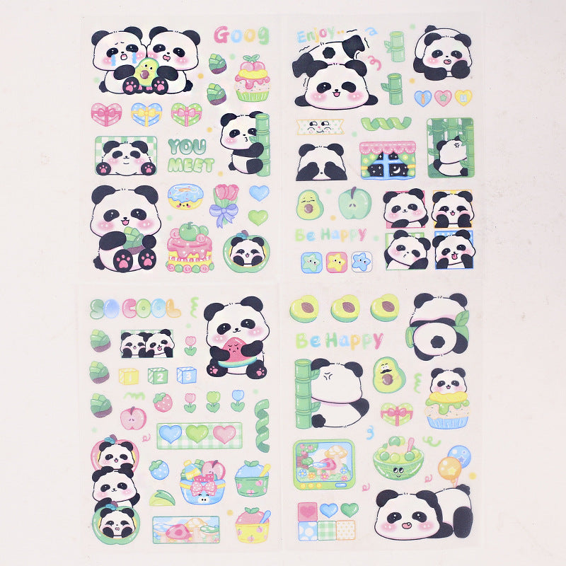 Panda PET Sticker Sheets ( 4 sheets )