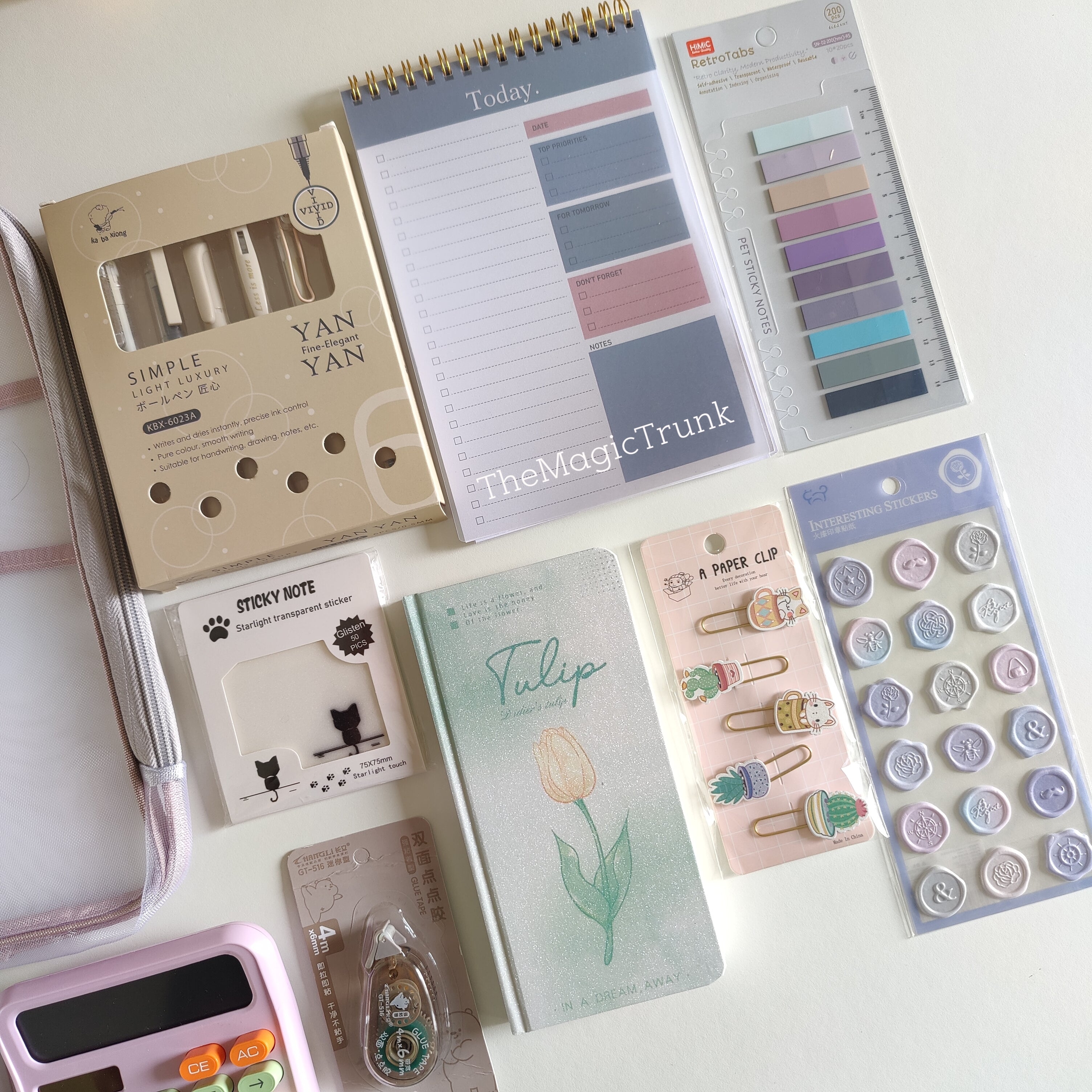 Aesthetic Mesh Folder Pouch Stationery Combo / Hamper