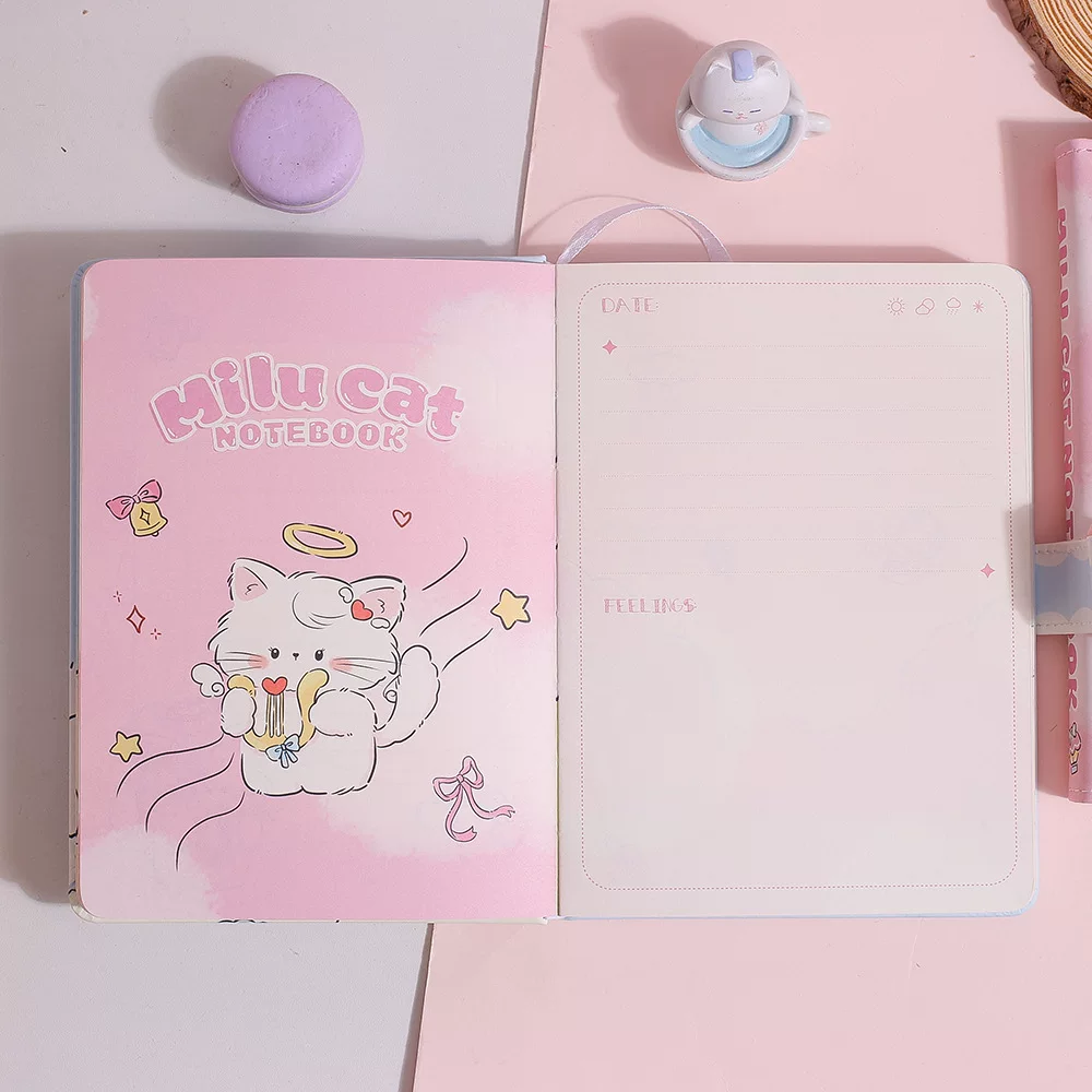 Milu Cat Kawaii Combination Lock Notebook Diary ( 1pc )