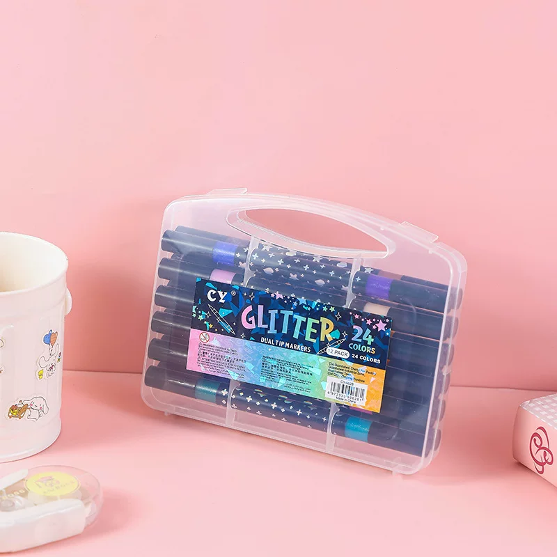 Glitter Dual Tip Watercolor Marker Pens ( 12pcs )