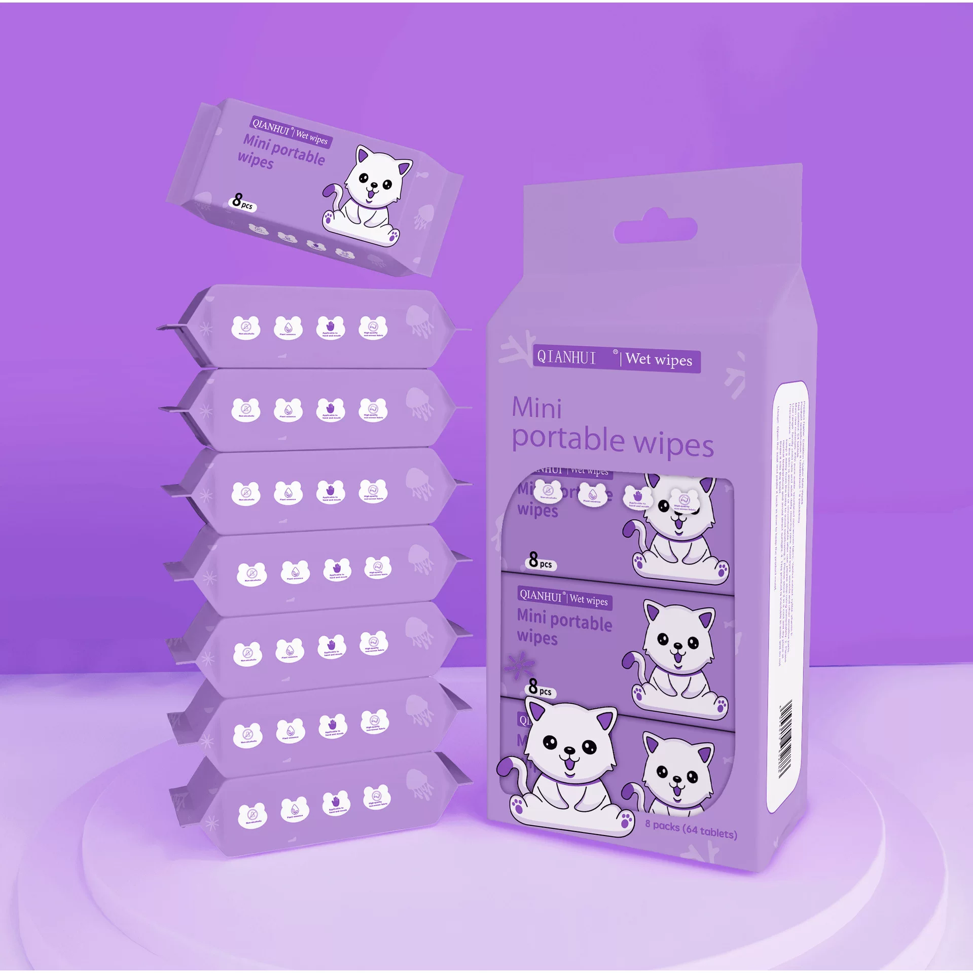 Cat Wet Tissue Pack ( 8 Packs )