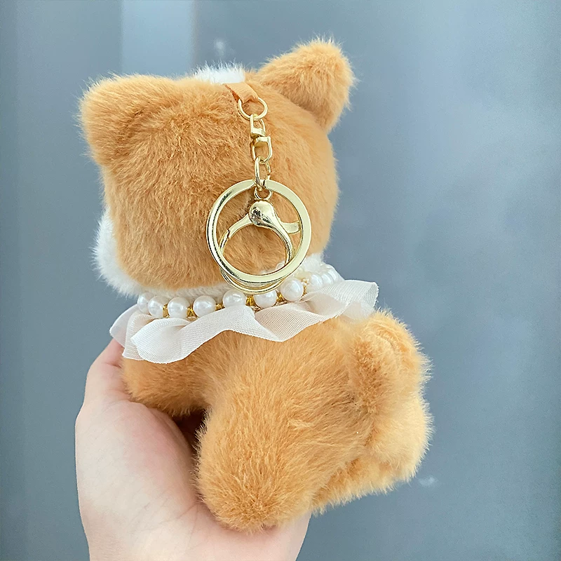 Pearl Frill Puppy Plush Keychain ( 1pc )