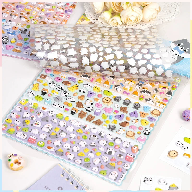 3D Kawaii Animal Puffy Foam Sticker Sheets ( 2 Sheets )