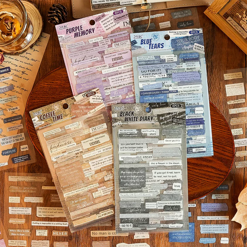 Retro Old Time English Quoted Series Journaling Scrapbooking Sticker Sheets ( 6sheets )