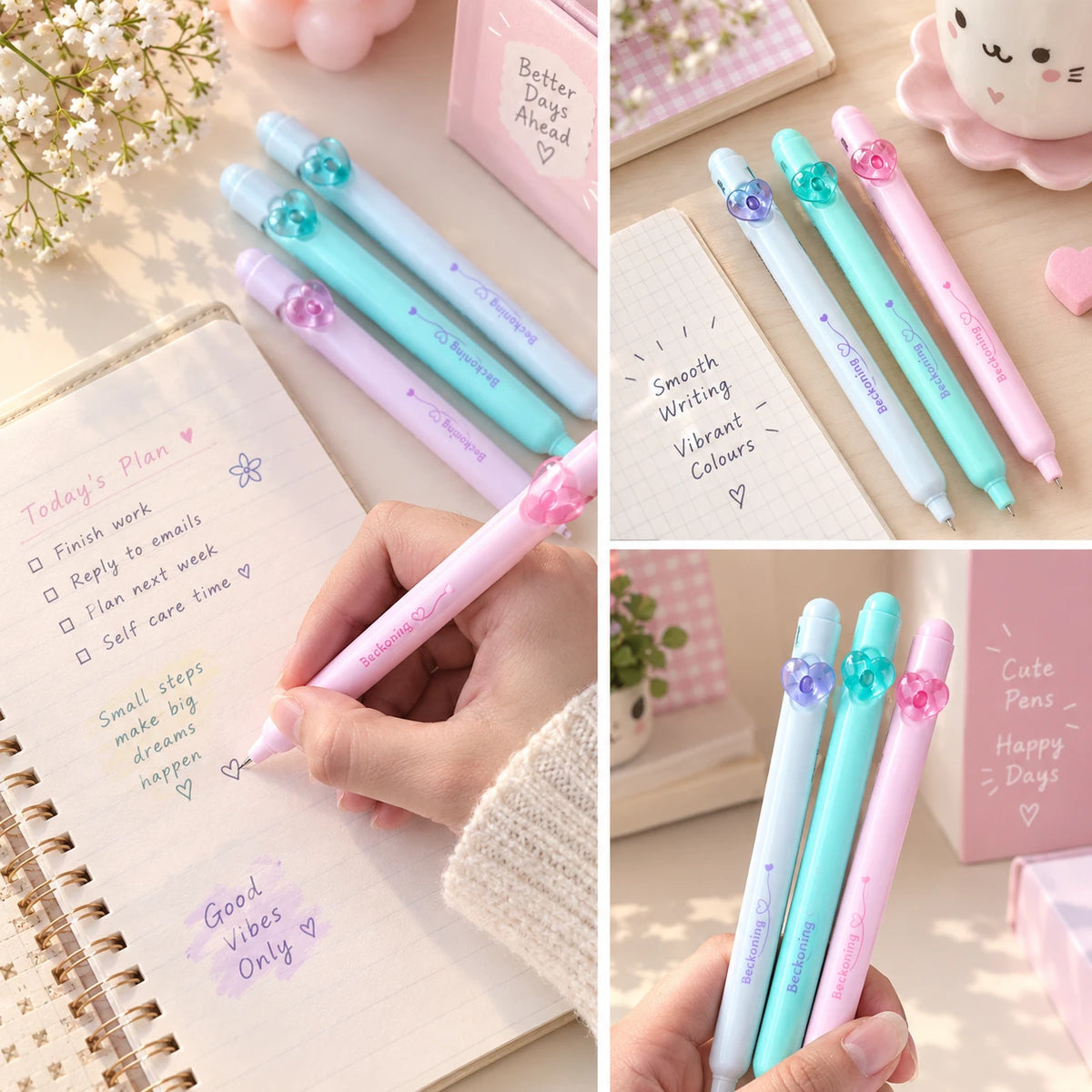 Heart Charm Gel Pen ( 3pcs )