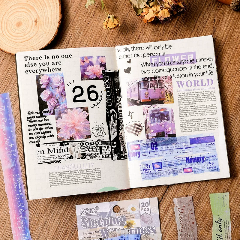 Retro Poetry English Journaling Scrapbooking Sticker Strips ( 20 Sheets )