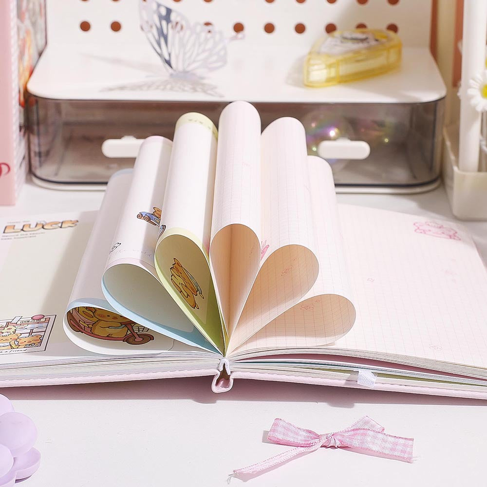 Kawaii Bear Confetti Magnetic Strap Notebook Diary ( 1pc )