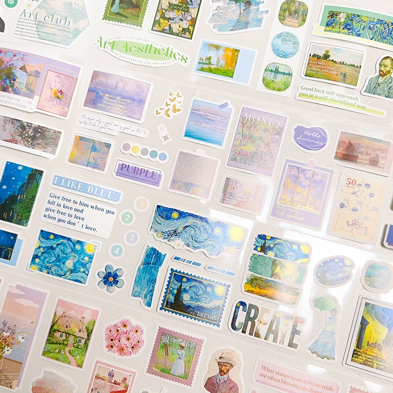 Oil Painting Style Journaling Stamp Sticker Roll ( 1pc )