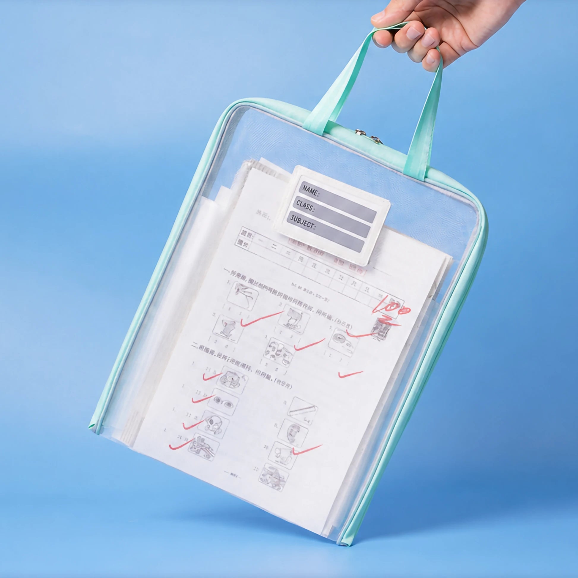 Aesthetic Mesh File Folder / Document Folder With Handle & Zip Closure A4 ( 1 pc )
