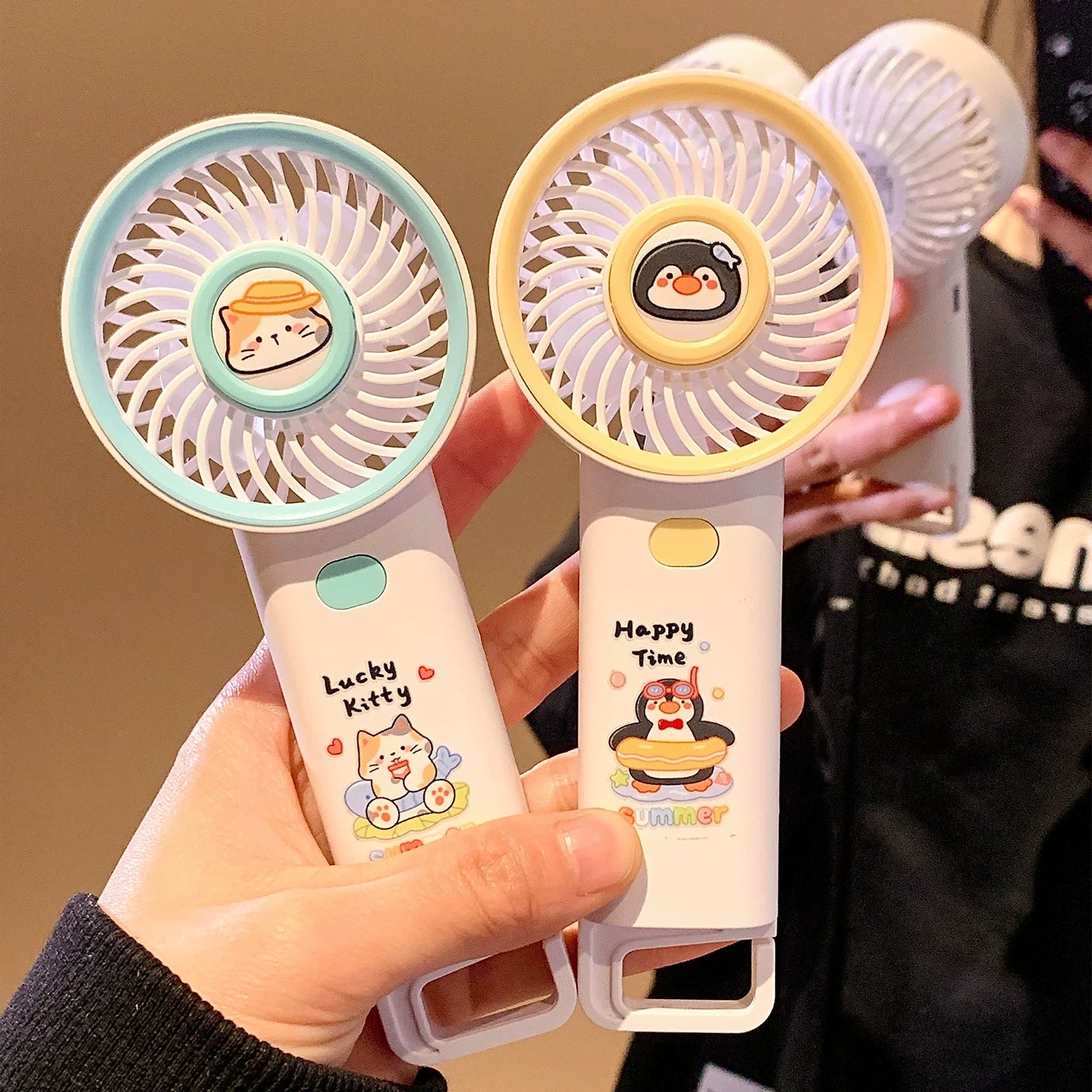 Cute Handheld Three Speed Portable Fan With Hook Stand ( 1pc )