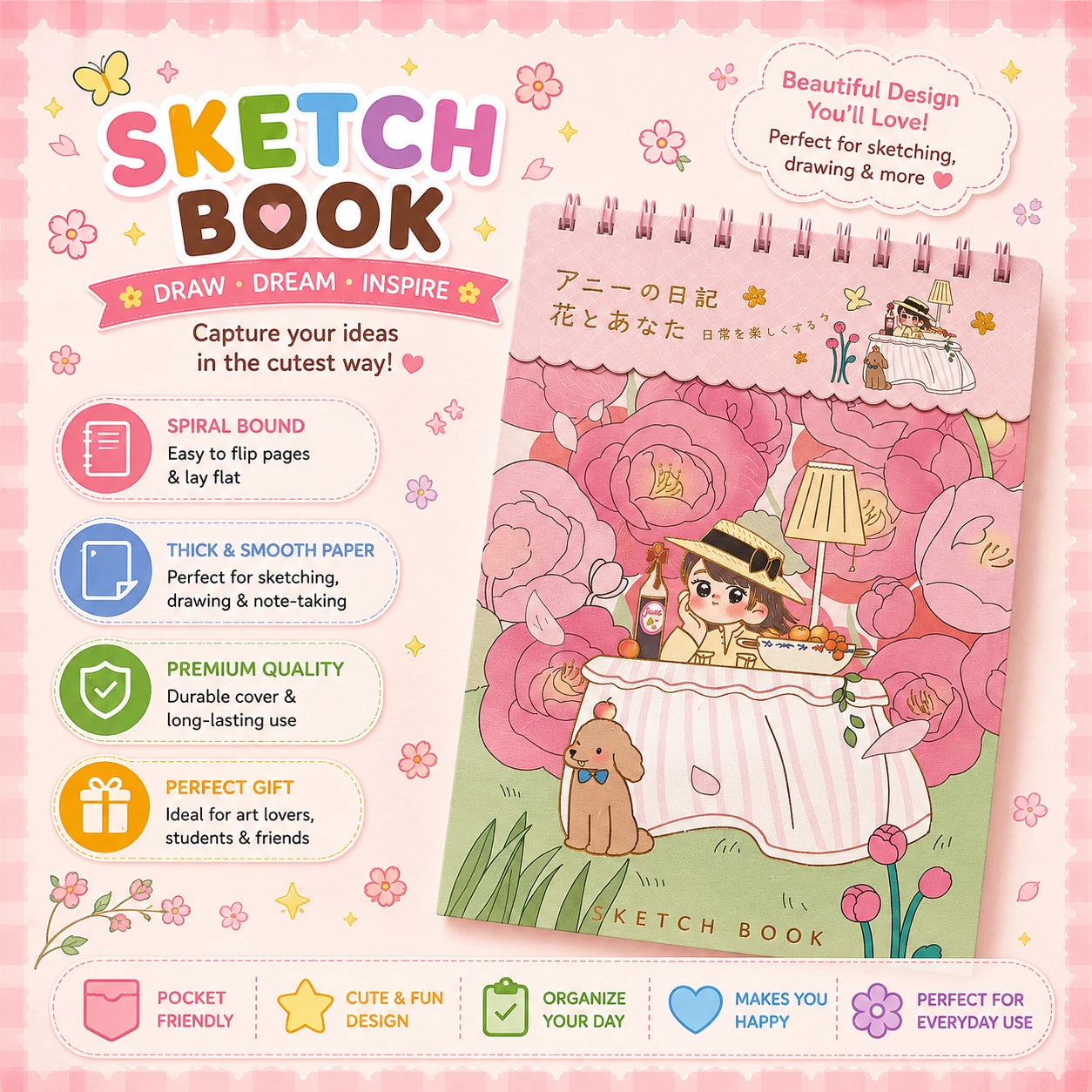 Kawaii Sketch Spiral Book ( 1pc )