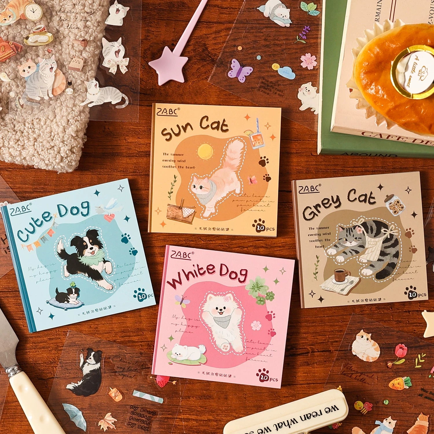 Plush Healing Series Cute Cats & Dogs Themed Stickers for Journaling and Decoration ( 1pcs )