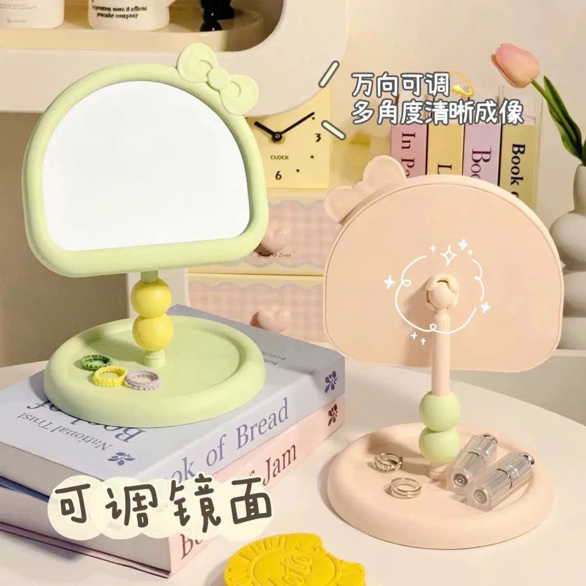 Pinteresty Coquette Bow Stand Tabletop Makeup Mirrors ( 1pc )