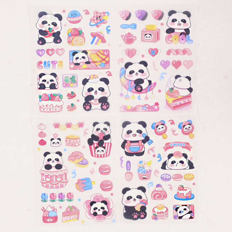 Panda PET Sticker Sheets ( 4 sheets )