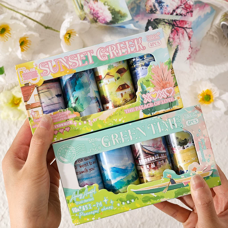 Flowing Clouds and Falling Shadows Series Journaling Scrapbooking Sticker Tape Rolls ( 4pcs )