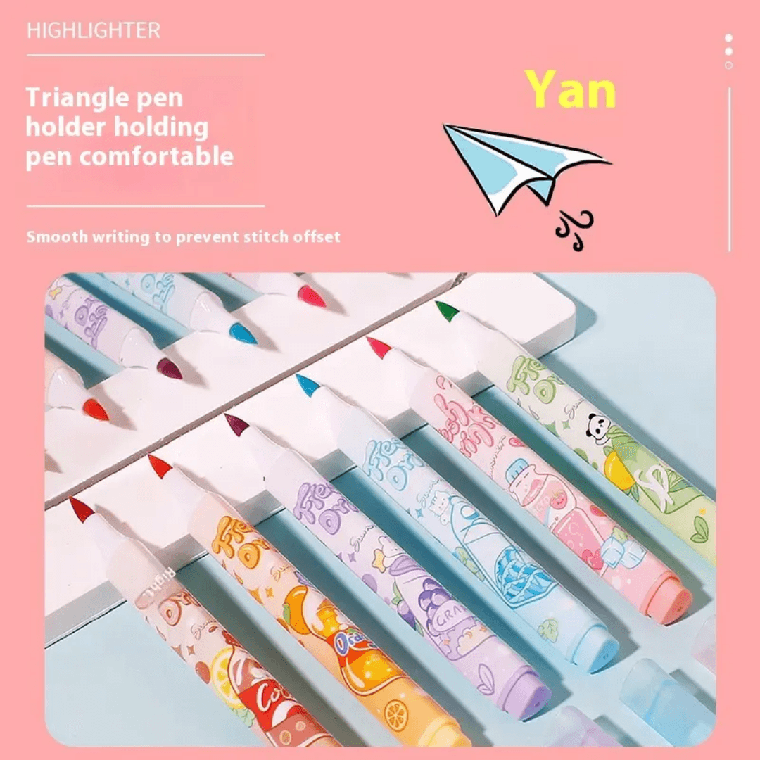 Fresh Drink Kawaii Soft Tip Scented Highlighter Set ( 6pcs )