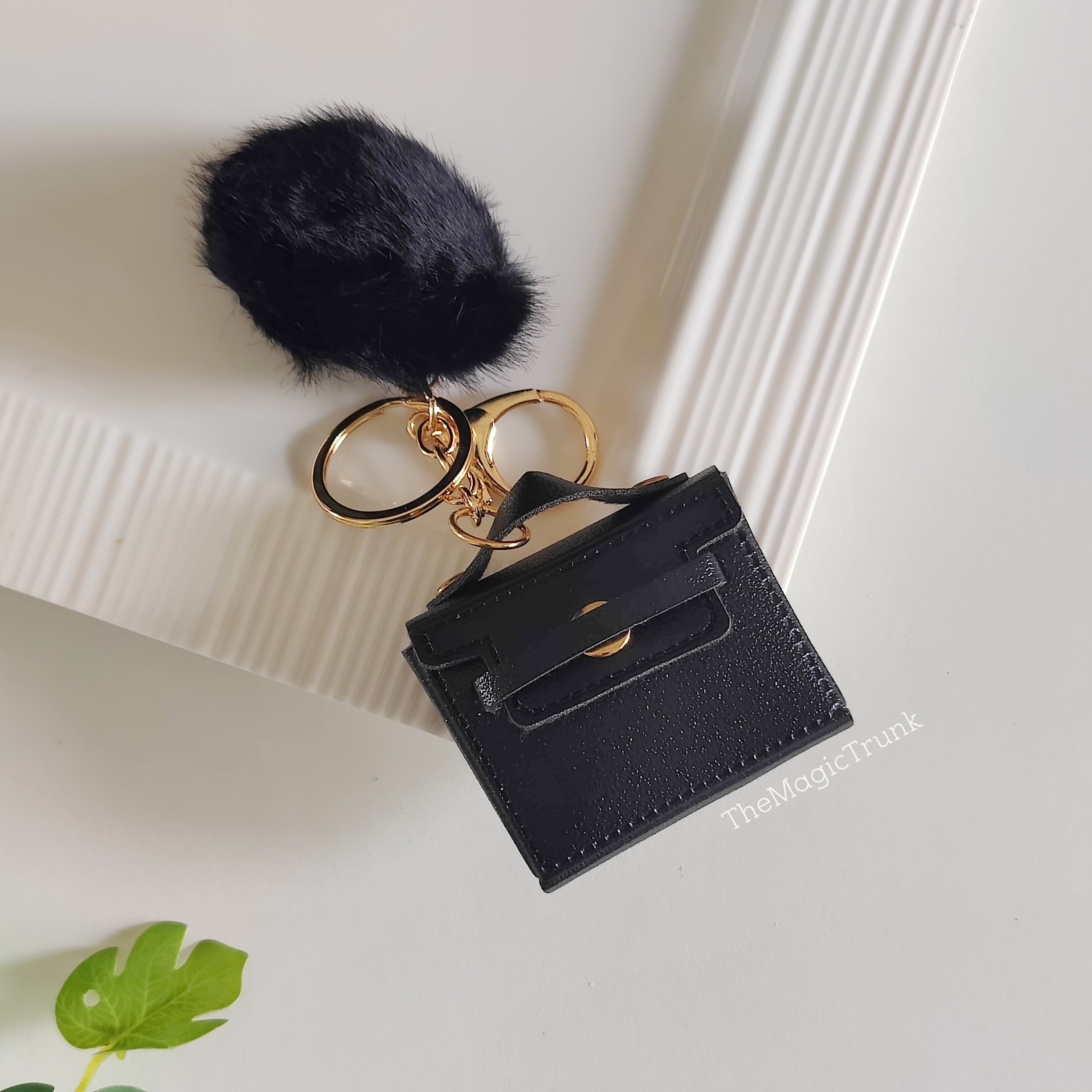 Mini Coin Purse Pouch With Pompom Keychain ( 1pc )