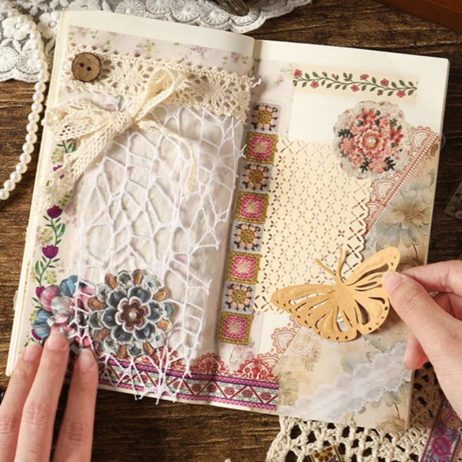 Lingering Amidst the Flower Series Journaling Scrapbooking Stickers Strips ( 20pcs )