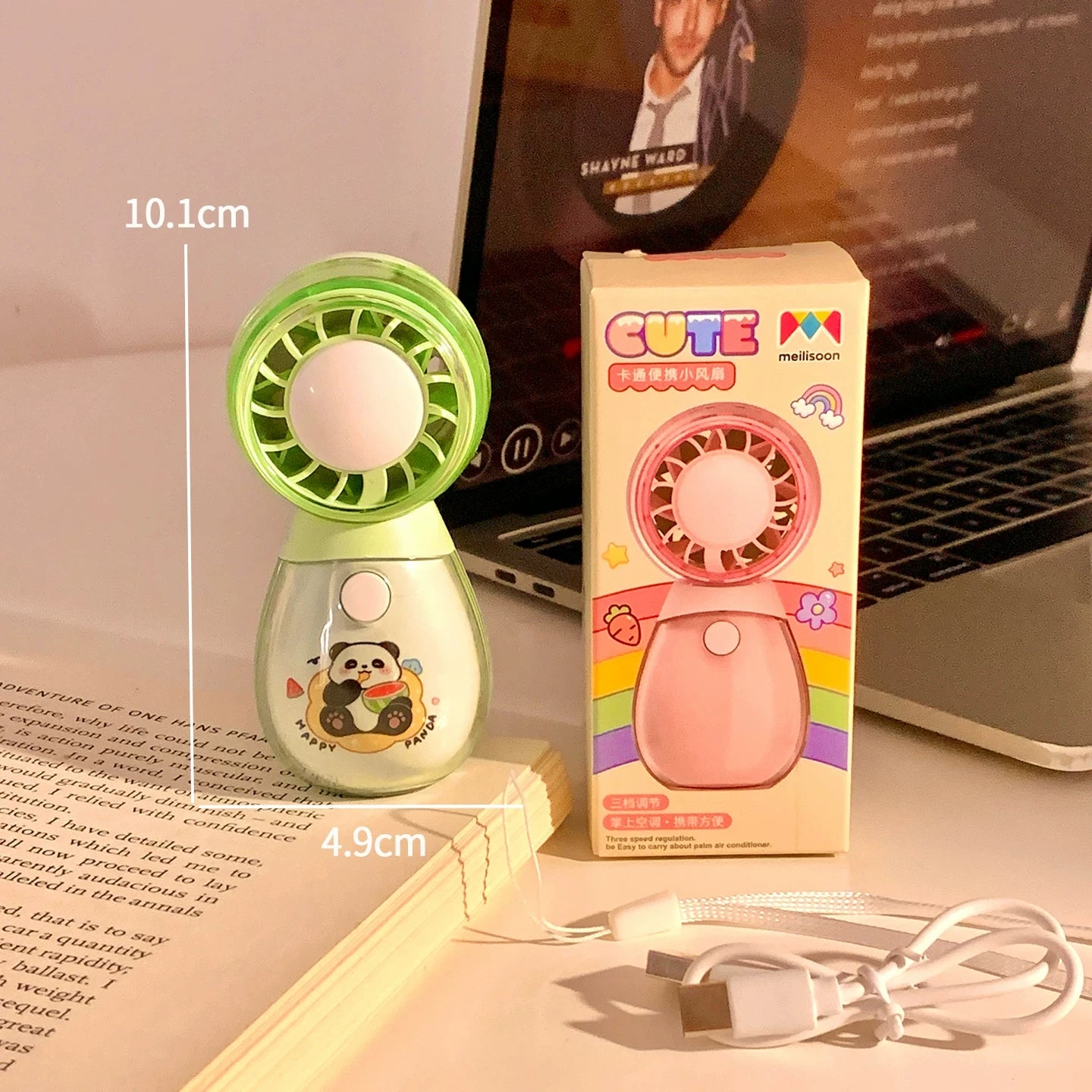 Cute Handheld Three Speed Fan Rechargeable ( 1pc )