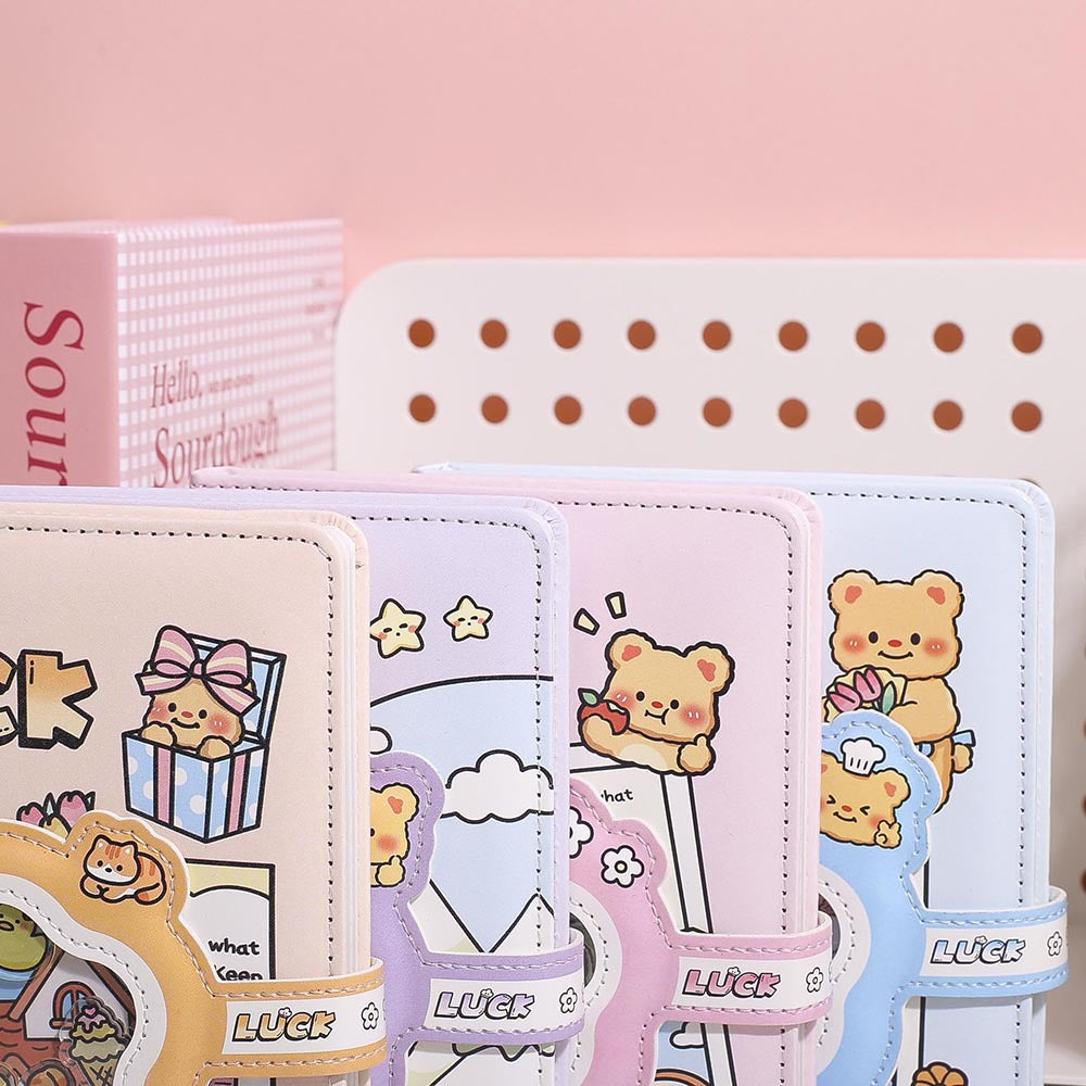 Kawaii Bear Confetti Magnetic Strap Notebook Diary ( 1pc )