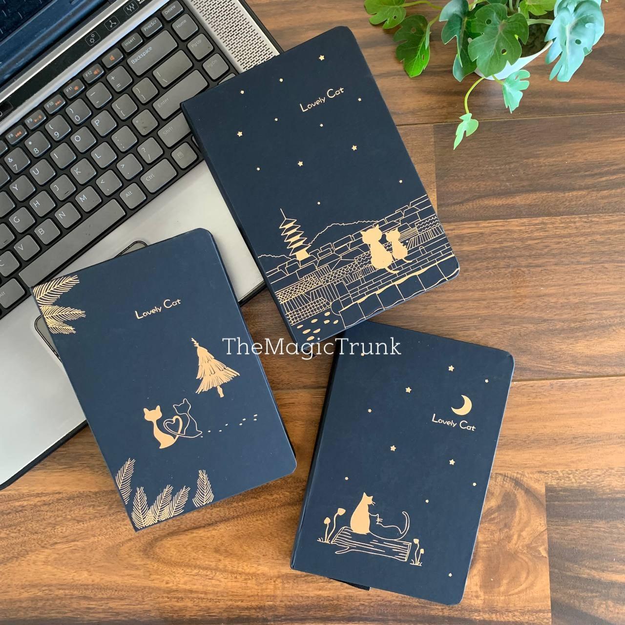 Aesthetic Lovely Cat Black Pages Diary A5 ( 1pc )