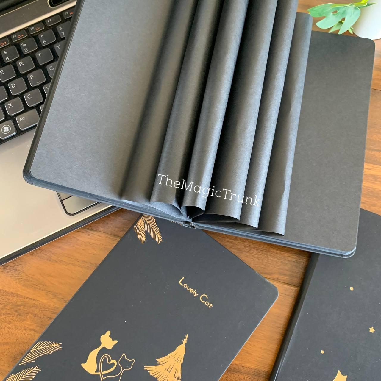 Aesthetic Lovely Cat Black Pages Diary A5 ( 1pc )
