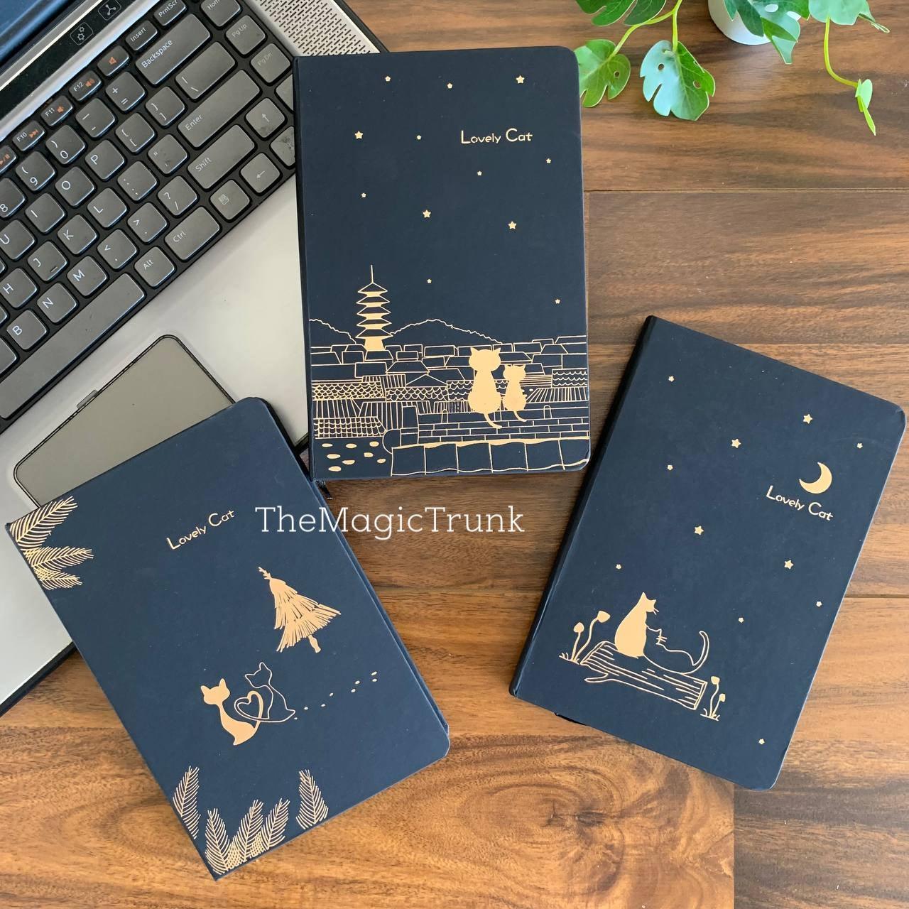 Aesthetic Lovely Cat Black Pages Diary A5 ( 1pc )